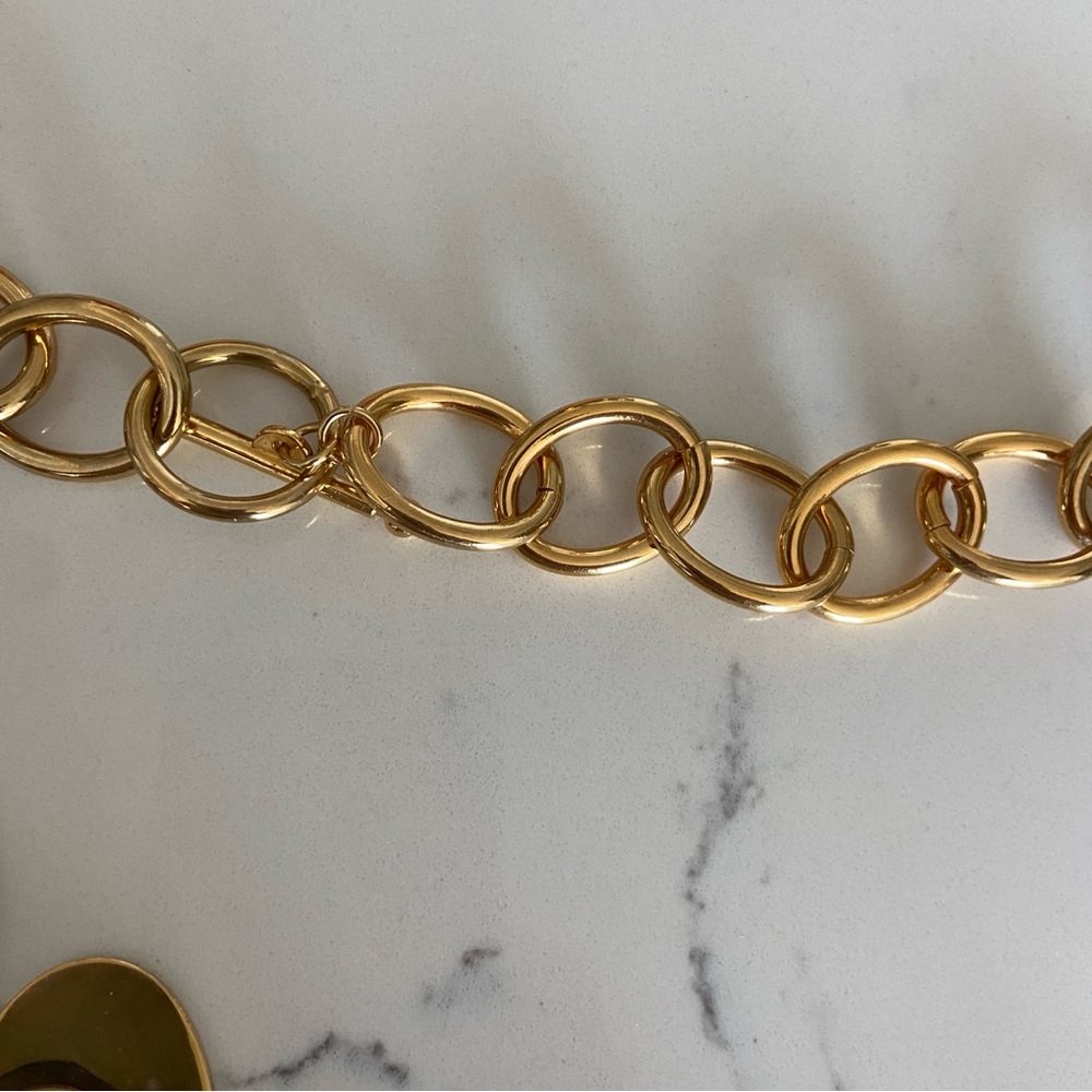 Tory Burch Polished Gold Heart Link Necklace - Picture 4 of 4